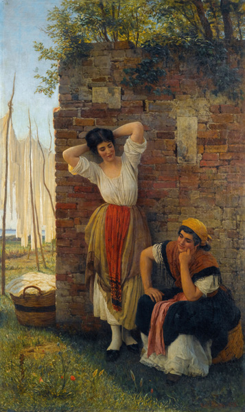 「A Moment Of Rest 」(1872)Eugen von Blaas作